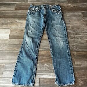Ariat‎ Mens Jeans 35x34 Bootcut Medium Wash Denim Distressed Workwear